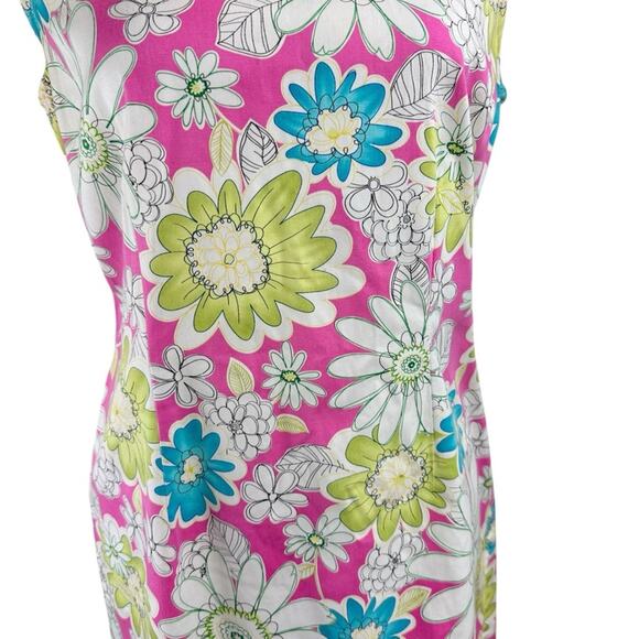 Chadwick’s Floral Pink Sleeveless Sheath Dress Size 6 Pink Blue Green White - Picture 4 of 9